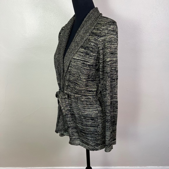 Jones New York Signature Metallic Knit Cardigan Tie Front Womens Size Large - Picture 2 of 9